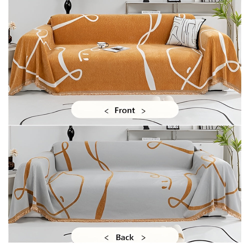 Soft Plush Reversible Chenille Sofa Slipcover