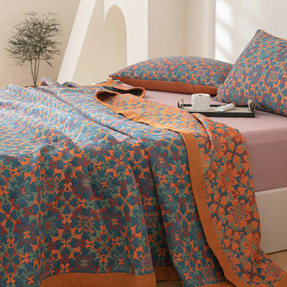 Cozy Lightweight Blue Patchwork Cotton Blanket