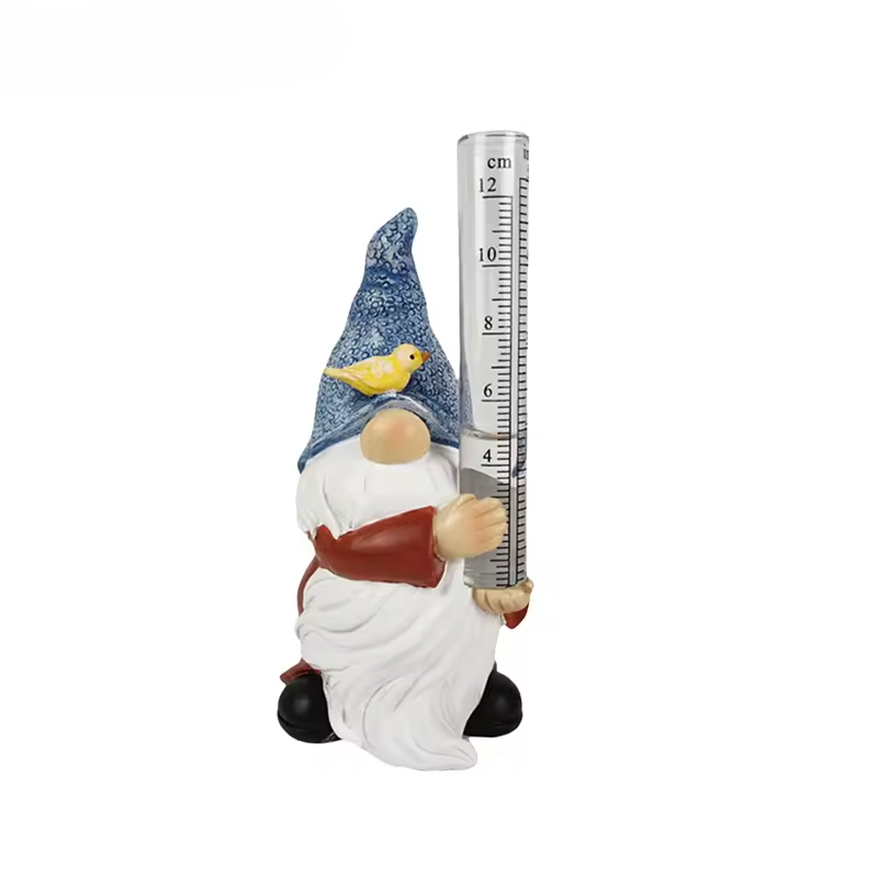 Vibrant Outdoor Gnome Figurine with Rain Gauge