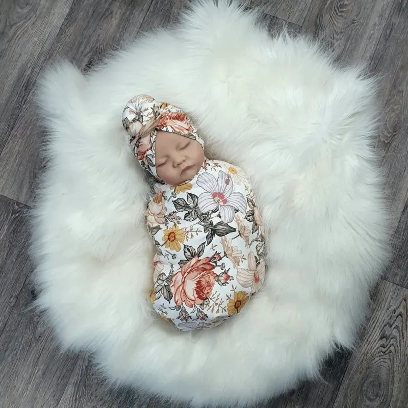 Cozy Baby Swaddle Set - Soft Cotton Wrap with Hat