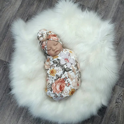 Cozy Baby Swaddle Set - Soft Cotton Wrap with Hat