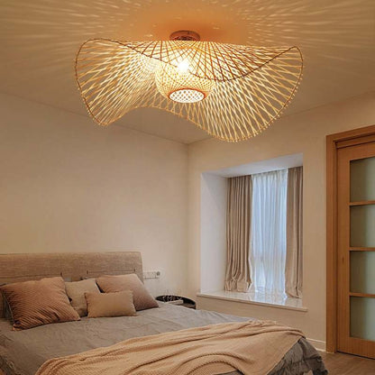 Rustic Woven Pendant Lamp with Asian Style - Luxicro