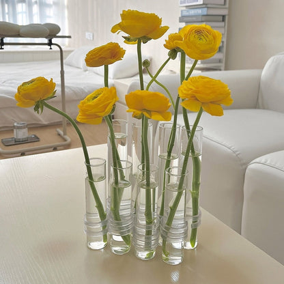 Flexible Flower Clear Glass Vase with Handles