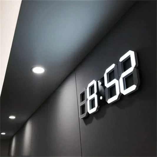 Contemporary Slim LED Digital Wall Clock with Adjustable Light - Luxicro