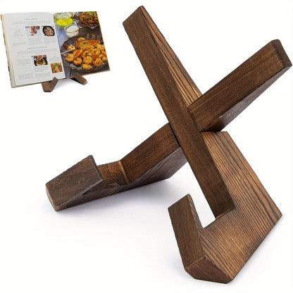 Rustic Wooden Recipe Book Stand with Adjustable Height - Luxicro