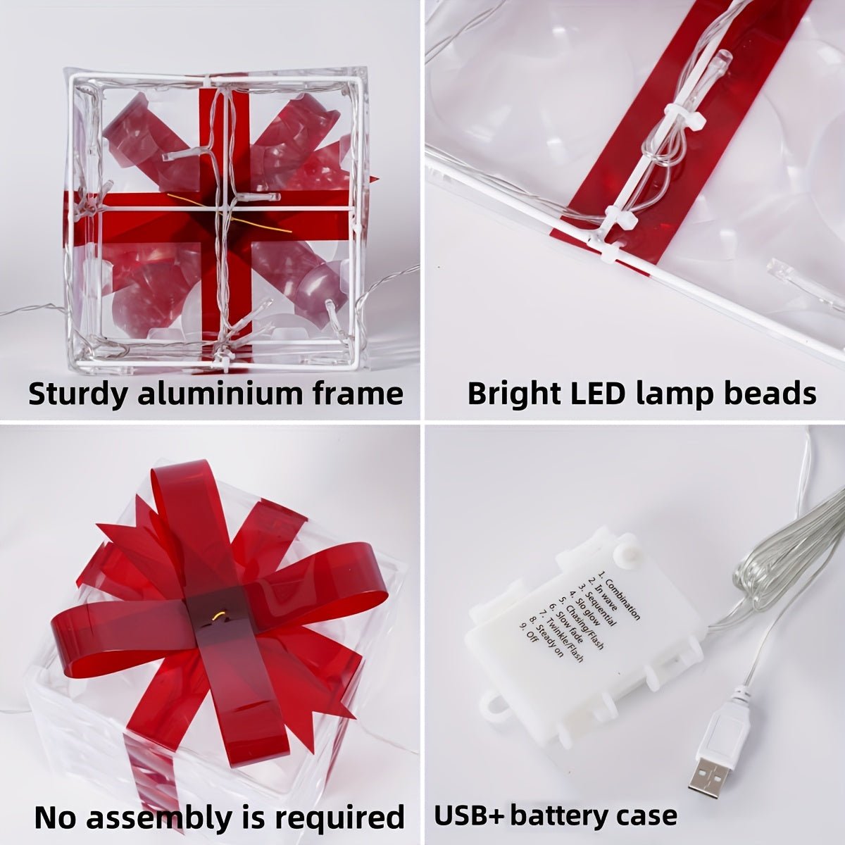 Bright LED Gift Boxes Set of 3 Christmas Decorations