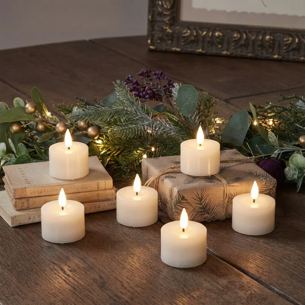 Warm White Flameless Tea Light Candles - 6 Pack