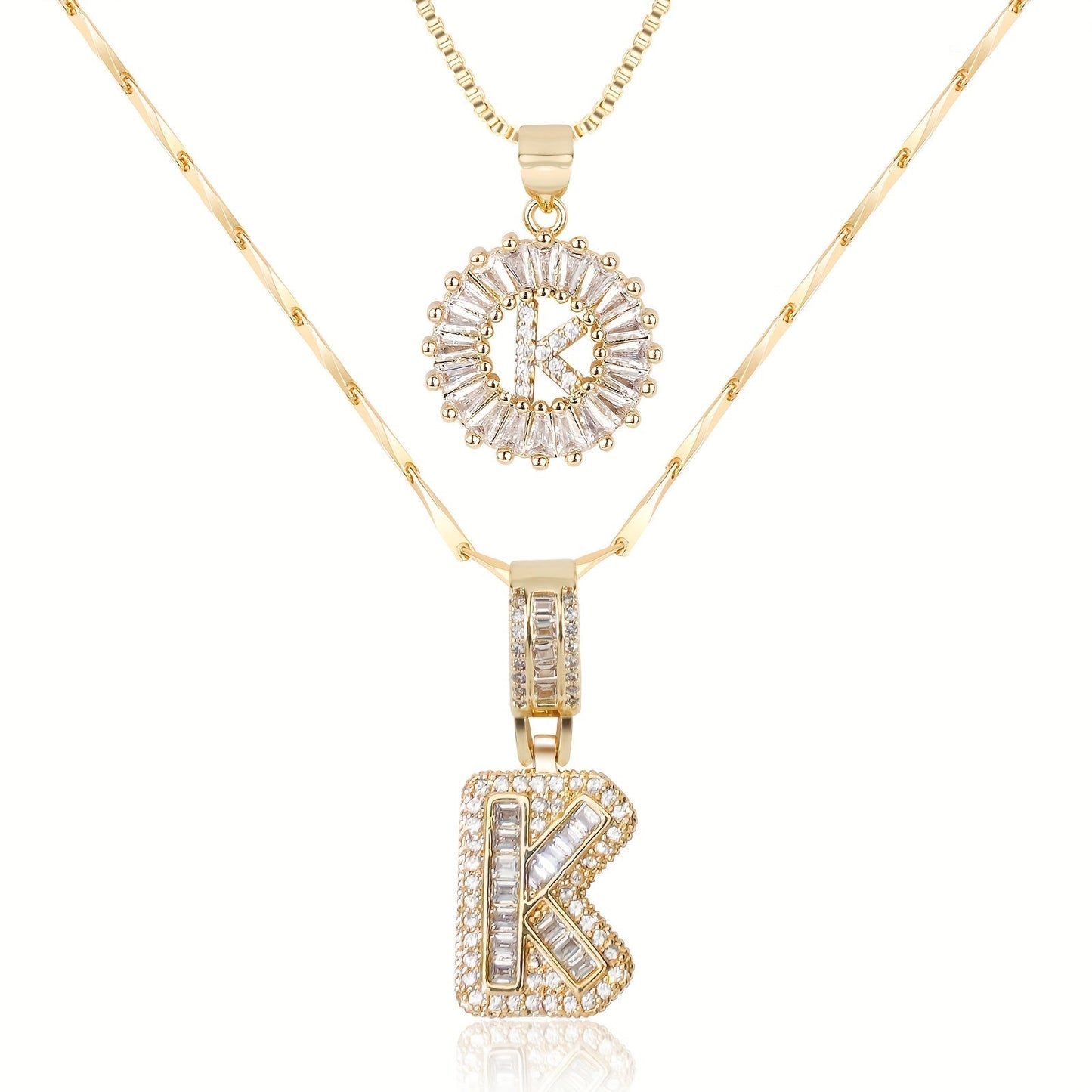 Custom 14k Gold Letter Diamond Necklaces