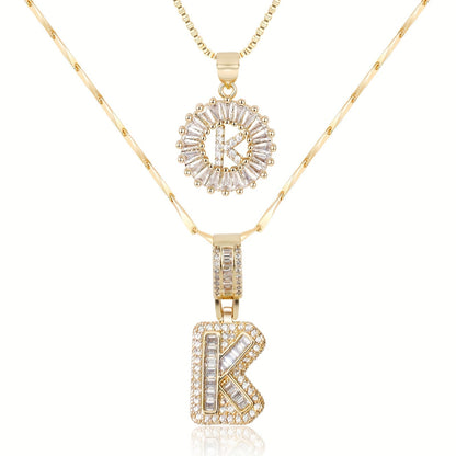 Fine 14k Gold Initial Diamond Pendant Necklace