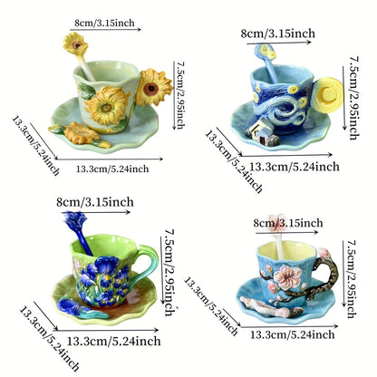 Vibrant Artistic Ceramic Coffee Mug Set