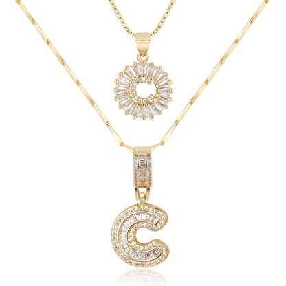 Fine 14k Gold Initial Diamond Pendant Necklace