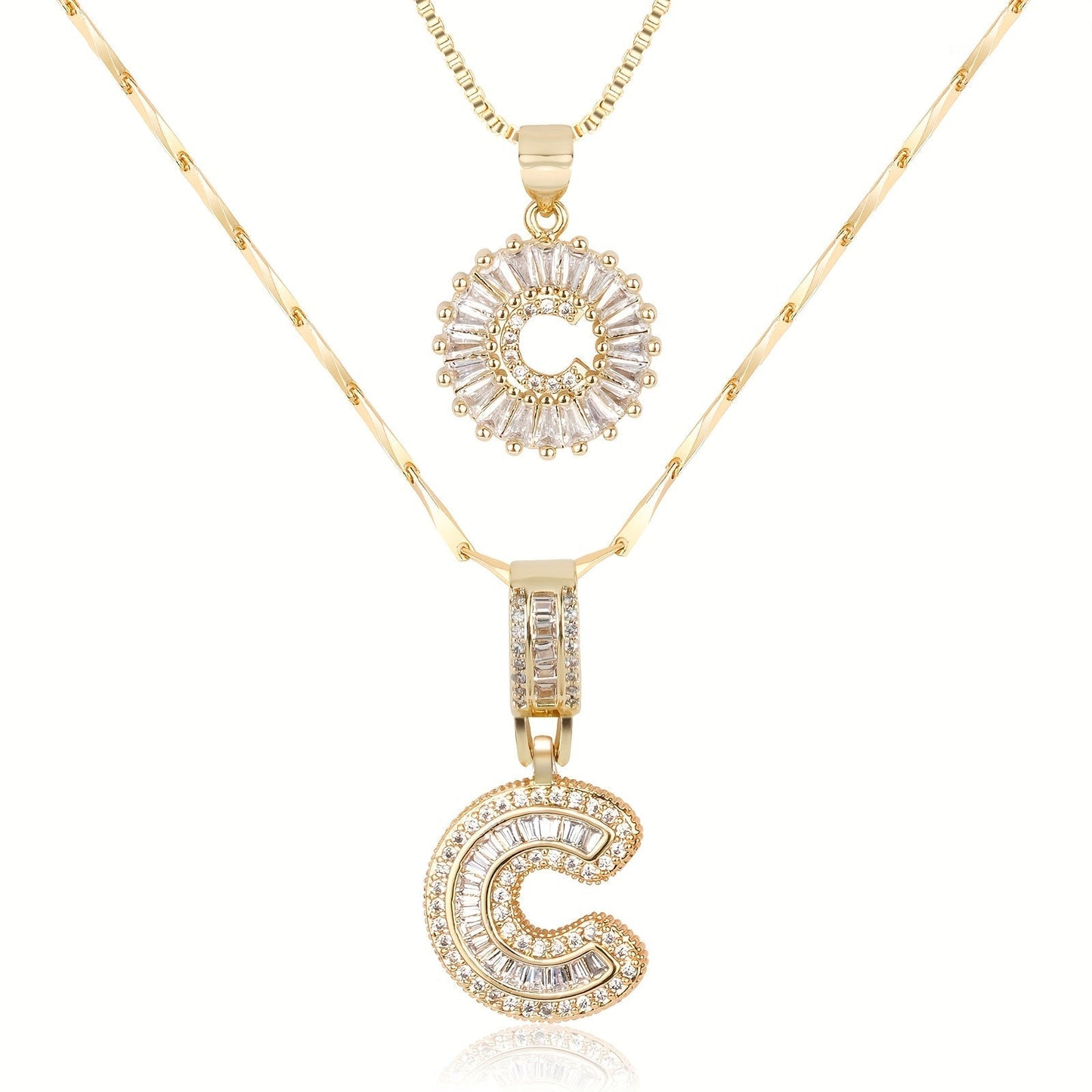 Custom 14k Gold Letter Diamond Necklaces