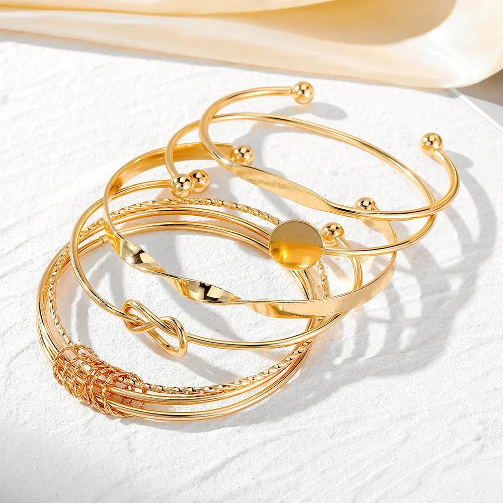 Trendy 5 Piece Twist Style Bangles Set