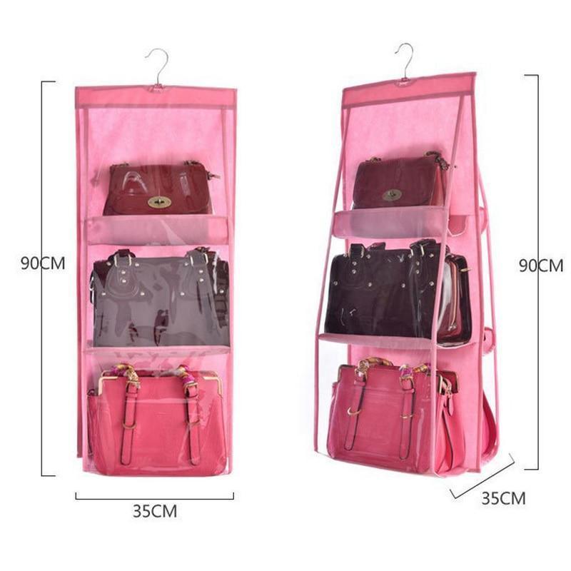 Clear Over Door Purse Holder 6 Pocket Storage Organizer