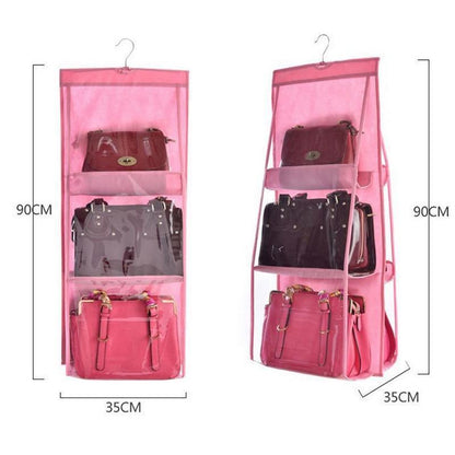 Clear Over Door Purse Holder 6 Pocket Storage Organizer