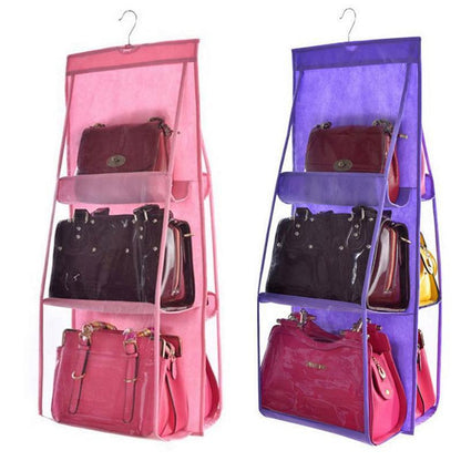 Clear Over Door Purse Holder 6 Pocket Storage Organizer