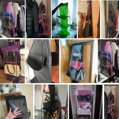 Clear Over Door Purse Holder 6 Pocket Storage Organizer