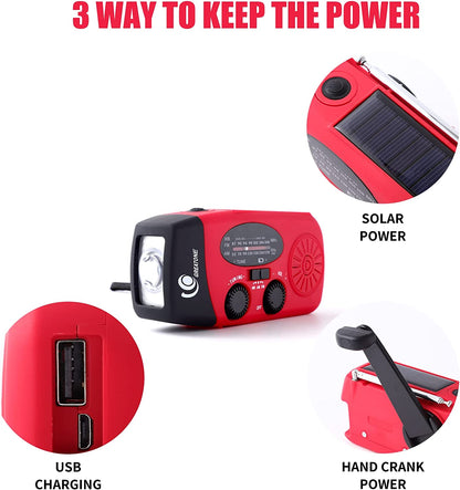 Compact Solar Powered Radio with Flashlight & Power Bank
