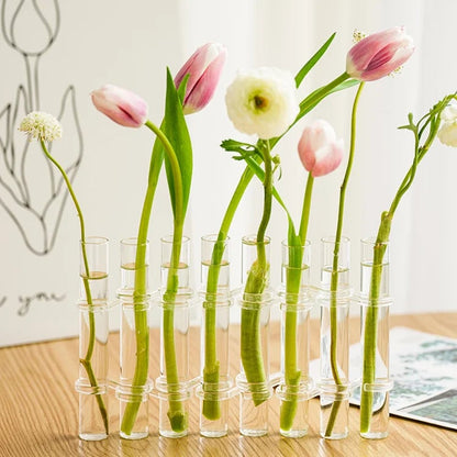 Flexible Flower Clear Glass Vase with Handles