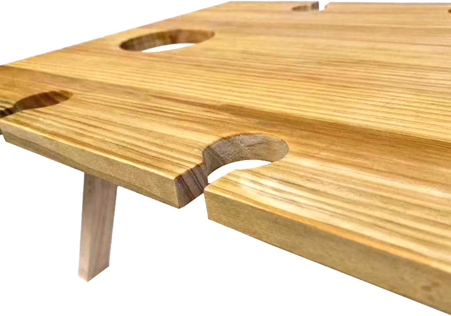 Compact Wooden Wine Table with Bottle Holder