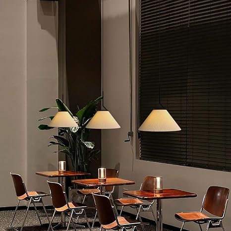 Creamy Fabric Shade Pendant Light