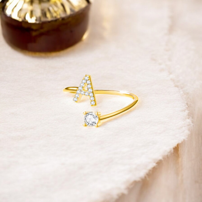 Custom Engraved Diamond Monogram Ring