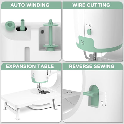 Compact Sewing Machine with 12 Stitches & Table