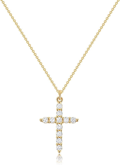 Elegant Gold Tone Cross Chain Necklace