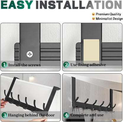 Wall Mount 6 Hook Storage Organizer Rack
