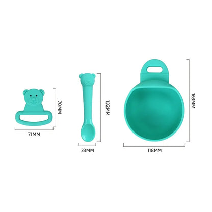 Soft Baby Feeding Bowl Set with Spoon and Suction Base