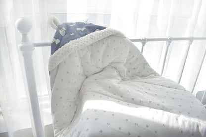 Cozy Infant Sleeper Blanket with Hood and Plush Inside