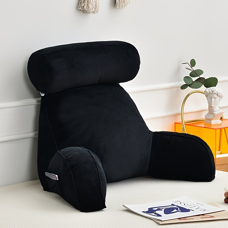 Comfortable Reading Pillow with Arms - Soft Velvet Back Support Cushion - Luxicro
