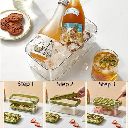 Premium 64-piece Silicone Ice Tray Set with Lid & Spoon