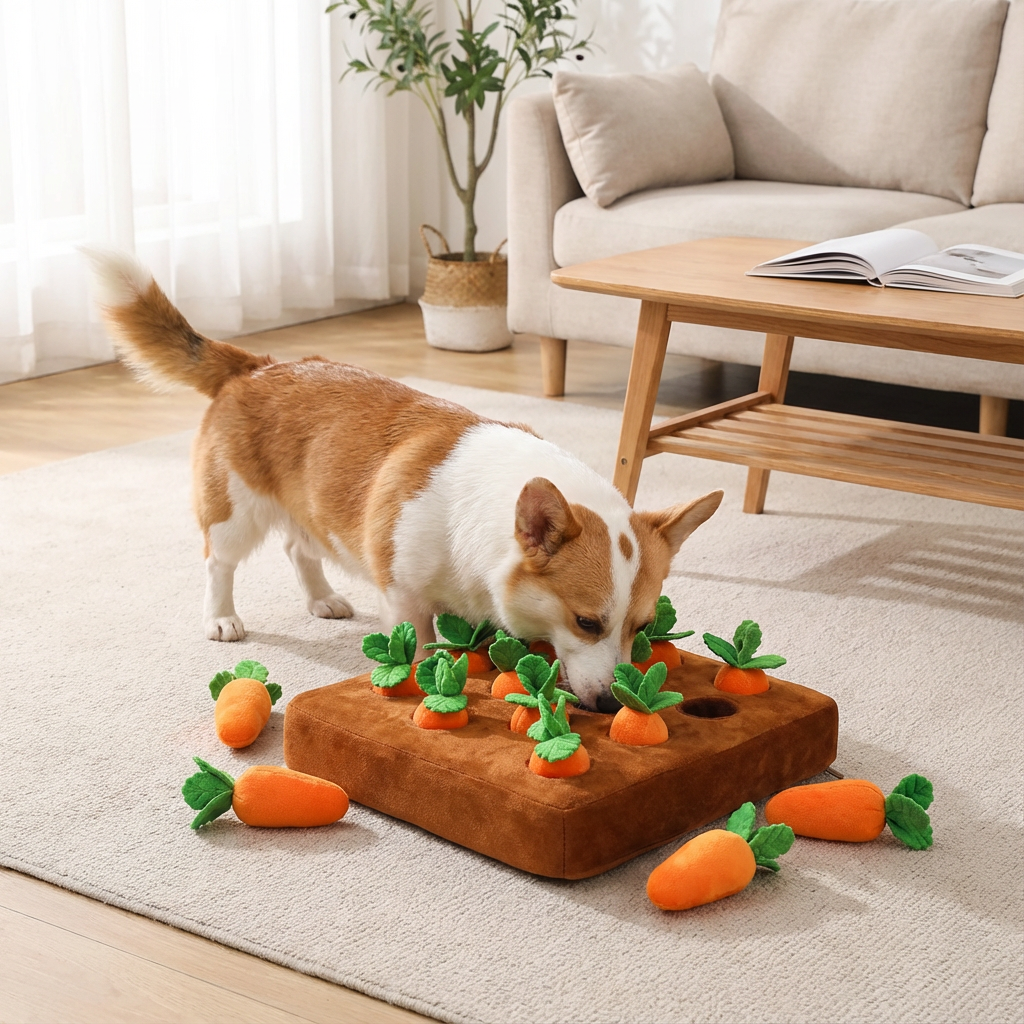 Fun Orange Plush Dog Play Toy