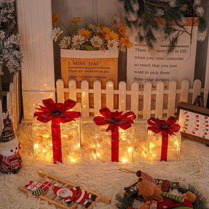 Bright LED Gift Boxes Set of 3 Christmas Decorations