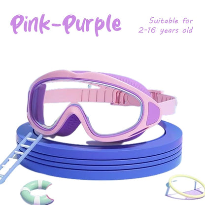 Kids Large Frame Clear Swim Goggles Waterproof