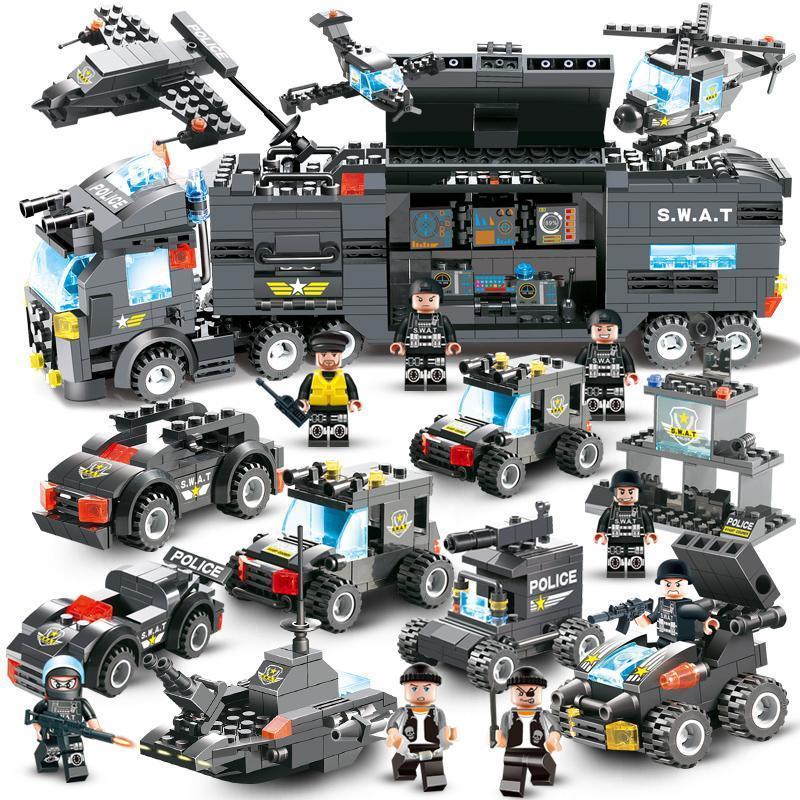 Big Police Car Lego Building Toy Set For Kids