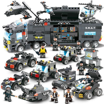 Big Police Car Lego Building Toy Set For Kids