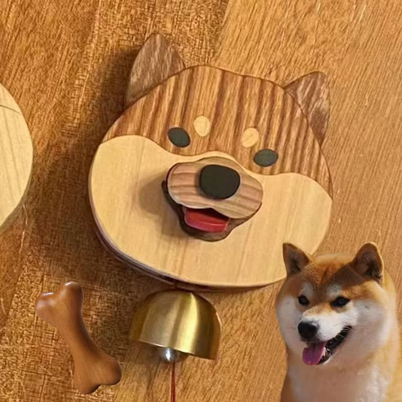 Cute Puppy Doorbell Wooden Push Button