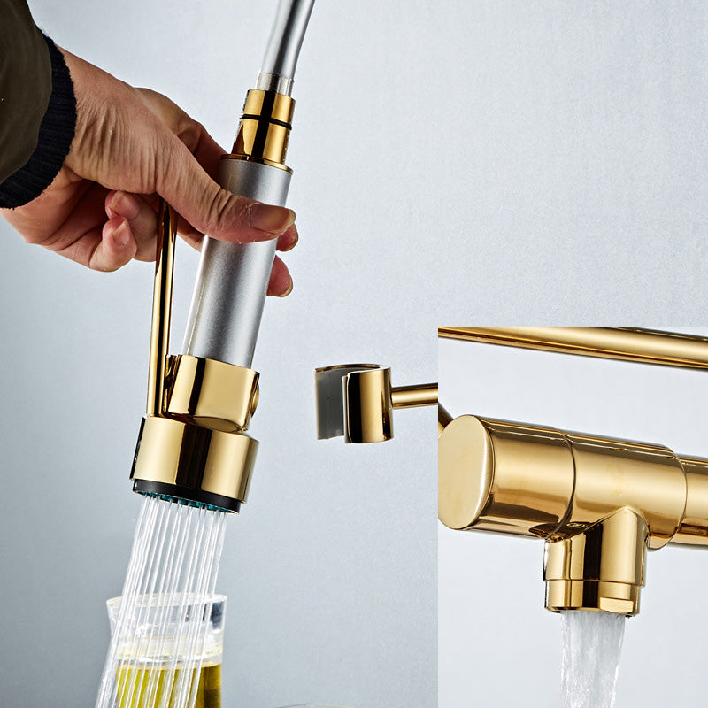 Premium 3-Function Brass Kitchen Sink Faucet Tap