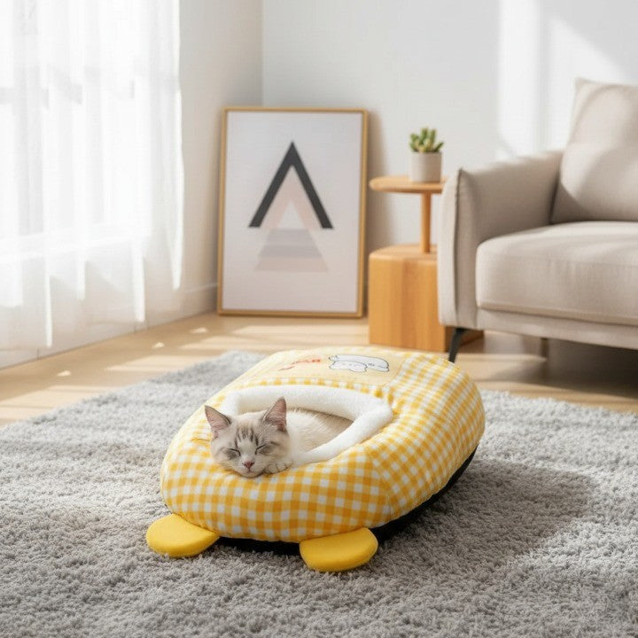 Cozy Plush Kitty Bed Hut