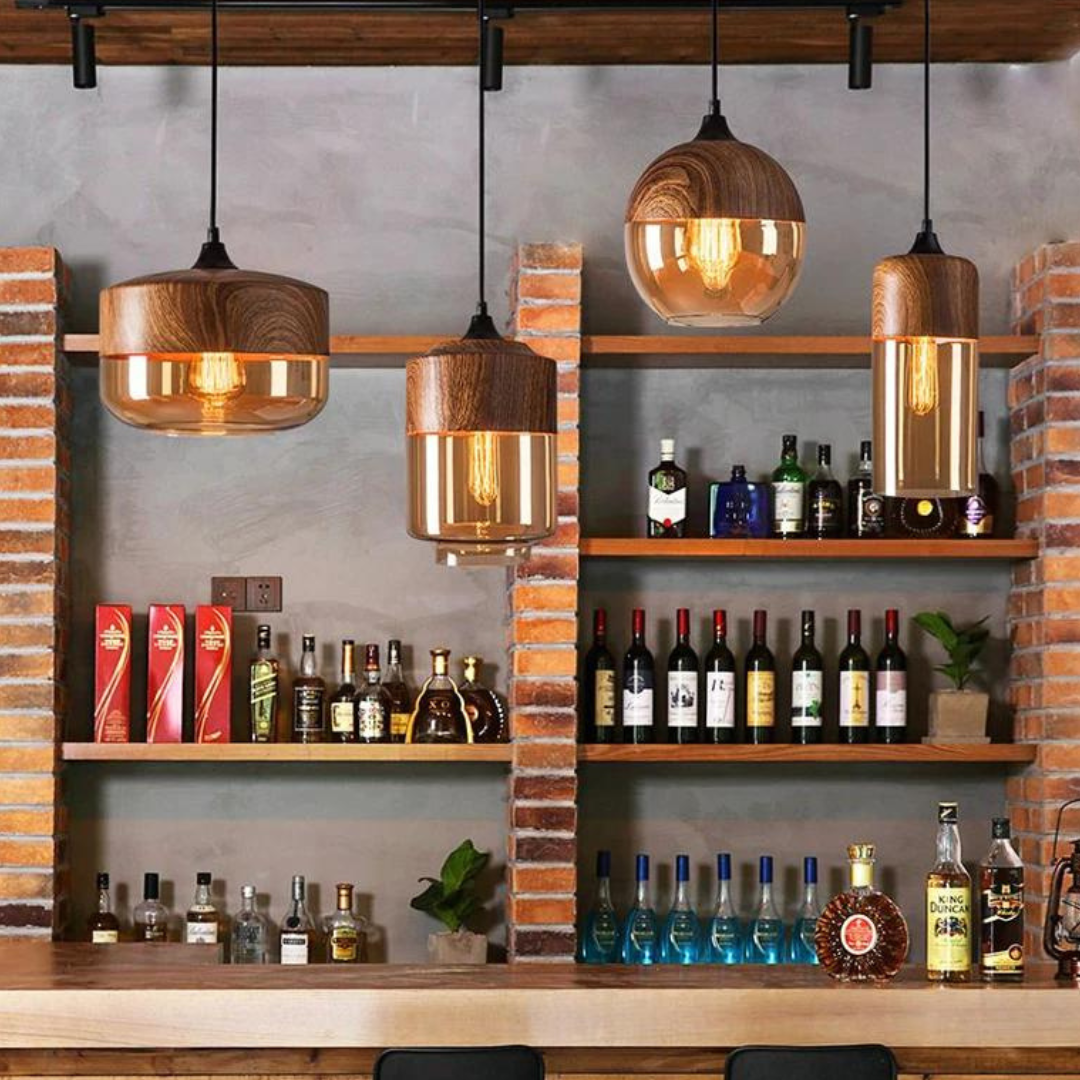 Rustic Wood Hanging Light NordLuna