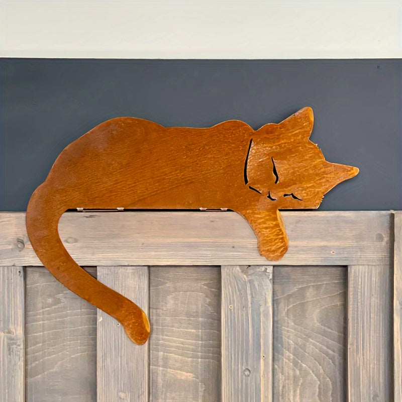 Outdoor Rustic Cat Statue Iron Garden Decoration