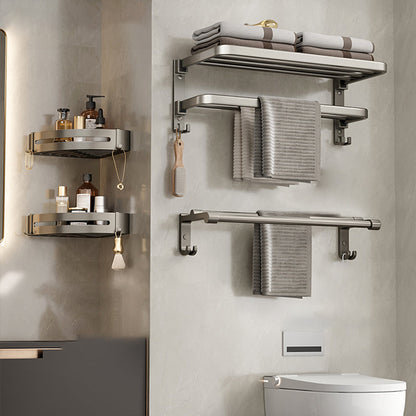 Stylish Chrome Bathroom Shelf Towel Rack Set