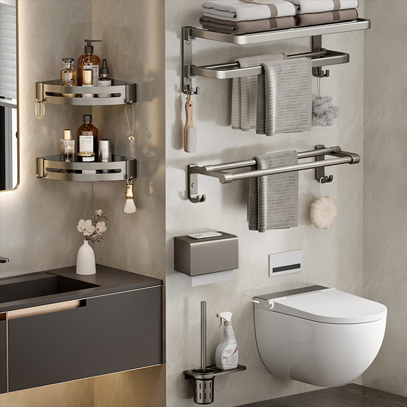 Stylish Chrome Bathroom Shelf Towel Rack Set
