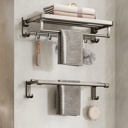 Stylish Chrome Bathroom Shelf Towel Rack Set