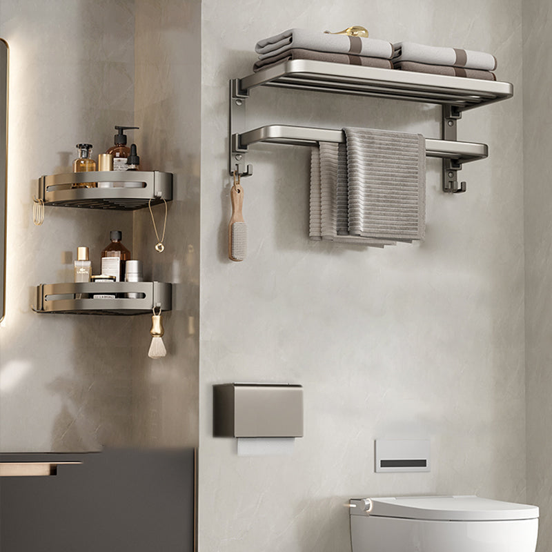 Stylish Chrome Bathroom Shelf Towel Rack Set