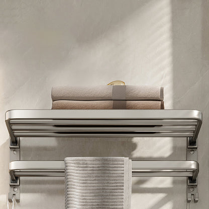 Stylish Chrome Bathroom Shelf Towel Rack Set