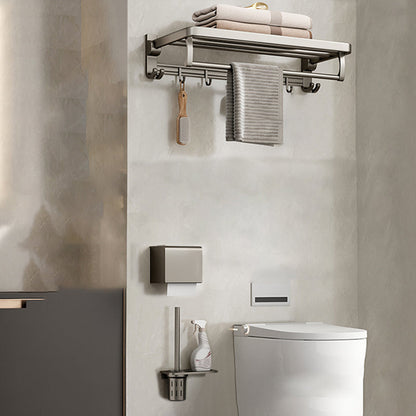 Stylish Chrome Bathroom Shelf Towel Rack Set