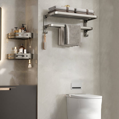Stylish Chrome Bathroom Shelf Towel Rack Set